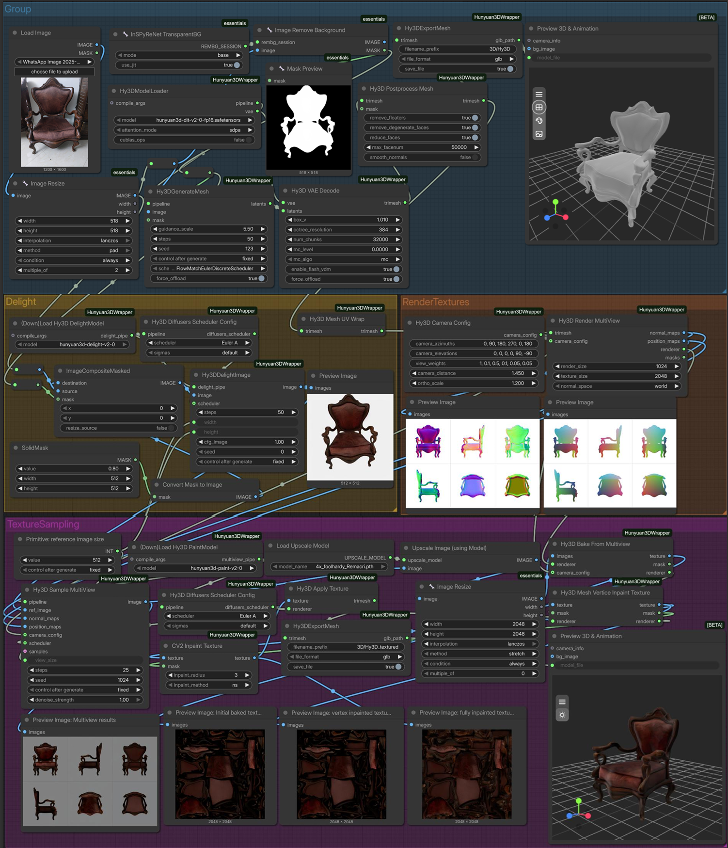Overview of IntelliRoom's 2D-to-3D furniture workflow