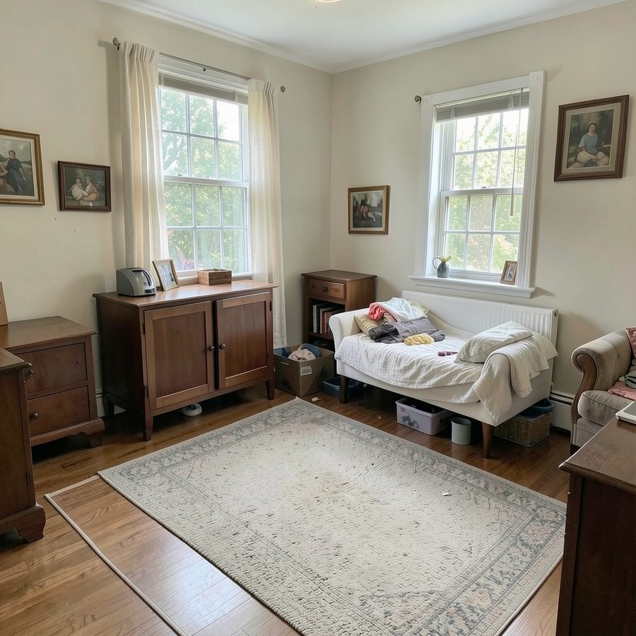 The same room decluttered and staged for real estate