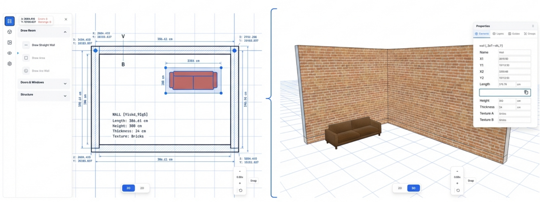 Integrated 2D and 3D planner view