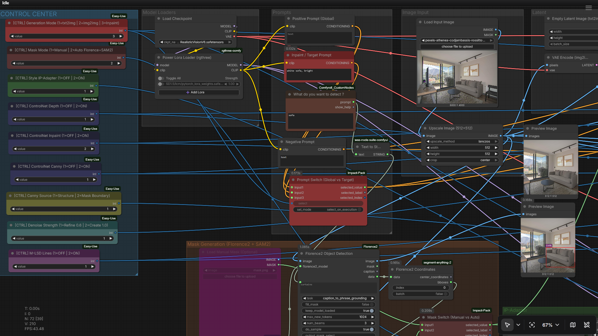 Universal workflow region one: mode selection and rail switches