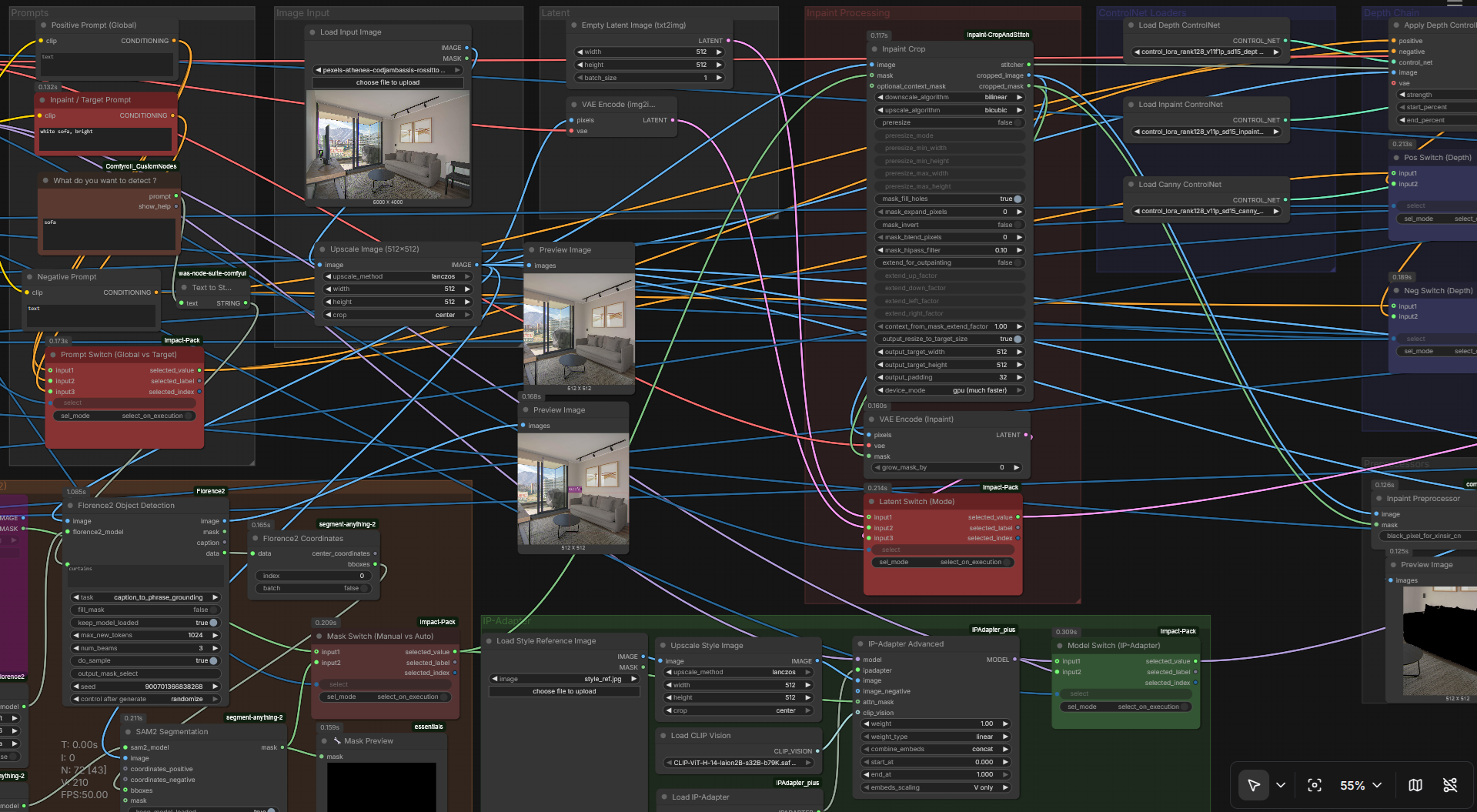 Universal workflow region three: Florence-2 and SAM2 scene understanding