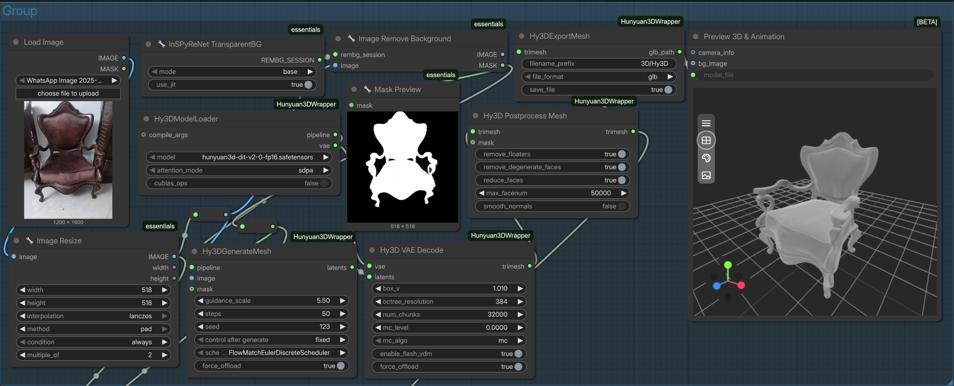 3D workflow stages for segmentation and geometry generation